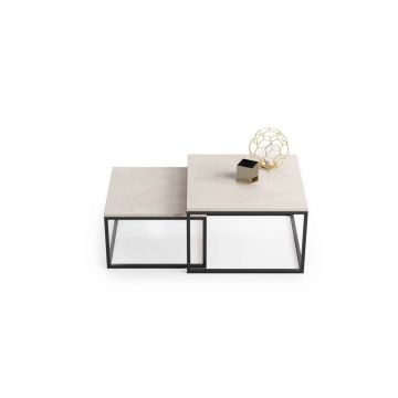 Stolik kawowy w betonowym stylu Twin 70x70x42cm / 60x60x36 cm, biały
