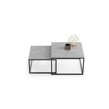 Stolik kawowy w kolorze betonu Twin 70x70x42cm / 60x60x36 cm, szary