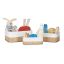 Set of 3 baskets, light brown/white