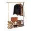 Clothes rack with shelves 154x124x33cm., light brown/gray