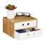 Writing utensil drawer with 2 compartments 14x25x20 cm., light brown/white