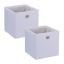 Set of 2 storage boxes 30.5x30.5x30.5cm., white/silver color