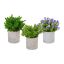 Set of 3 artificial flowers 20x15cm., gray/green/purple