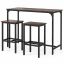 Set of 2 bar stools and table, brown/black