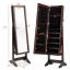 Standing mirror-jewelry cabinet 41x36.5x146cm., brown/black