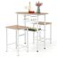 Set of 2 bar stools and table, light brown/white