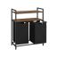 Laundry basket with 2 compartments, black/natural