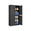 SONGMICS OMC016B01 Szafka na dokumenty, 4 drzwi, 5 półek, czarna, 40 × 80 × 180 cm