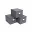 Fabric boxes with lid, 3 pcs., gray