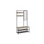 Clothes rack with hooks and mirror 35x98x180cm., black/light brown