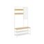 Clothes rack with shoe shelf and mirror, white