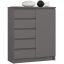 Komoda K80 1D 5SZ, 1 drzwi, 5 szuflad, szara, 80 × 97 × 35 cm
