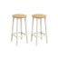 Set of 2 bar stools 32x65cm., white/light brown