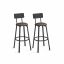 Bar stool set, 2 pcs., with footrest, black-coffee brown