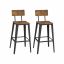 Bar stool set with backrests, 2 pcs., brown/black