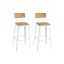Set of 2 bar stools 45.4x45.4x102.2cm., white/light brown