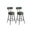 Set of 2 bar stools 54x54x91cm., black/dark green