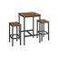 Dining table with 2 chairs, vintage brown - black