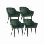 Set of 4 upholstered chairs with armrests, green, straight lines