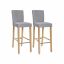 Set of 2 bar stools with backrest, grey