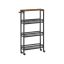 Narrow 4-tier trolley/shelf on wheels, black