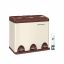 Trash can 3 x 8 liters with lid and inner buckets, creamy white-brown color