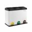 Trash can 3 x 15 liters with lid and inner removable container, black-white