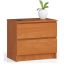 Stolik nocny AKORD K60 2SZ, 2 szuflady, brązowy, 60 × 55 × 40 cm