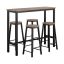 Set of 4 bar stools with tables, black/brown