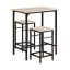 Set of 2 bar stools with tables, black/light brown