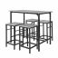 Set of 4 bar stools with tables, black/grey