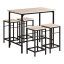 Set of 4 bar stools with tables, black/light brown