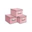 Set of boxes with lids 40 x 30 x 25 cm., 3 pieces, pink