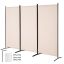 Foldable 3-panel beige room divider