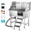 96.5 cm stainless steel dog washing station with faucet and shower head