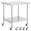 Stainless Steel Work Table, 30x36x38 Inch, with Casters, 3 Heights, Silver