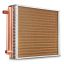 Water-air heat exchanger 18x20 cm, 3 rows, copper