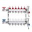 6-branch stainless steel PEX radiant heating manifold, 1/2 inch