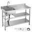 Stainless steel freestanding kitchen sink with mixer tap, 1200x500x940 mm
