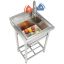 Stainless steel single bowl sink with mixer tap, 40.6x33x22.1 cm, commercial