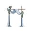 Artificial wedding arch flower set with curtains, blue, 4 pcs.