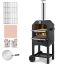 Outdoor Wood Fired 12 Inch Pizza Oven with Wheels, 2 Layers