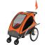Children's double bike trailer with canopy, orange and gray