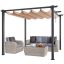 Pergola ogrodowa aluminiowa 10'x10' z rozkładanym daszkiem, beżowa