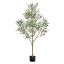 150 cm artificial olive tree with black pot and natural tree trunk