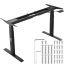 Electric standing desk frame, dual motor, adjustable 65-129 cm, black