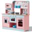 Wooden toy kitchen for children with sounds and lights, pink