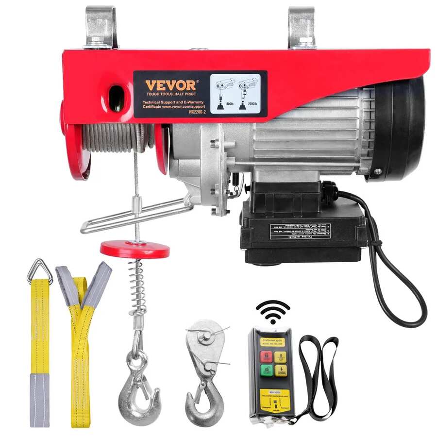 Electric hoist 2200 lbs, 1600W, wireless remote control